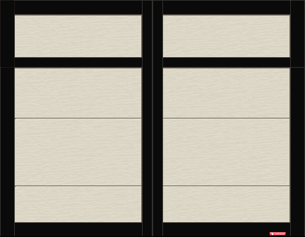 Garaga garage door model Eastman E-11 Desert Sand colour and Black moldings